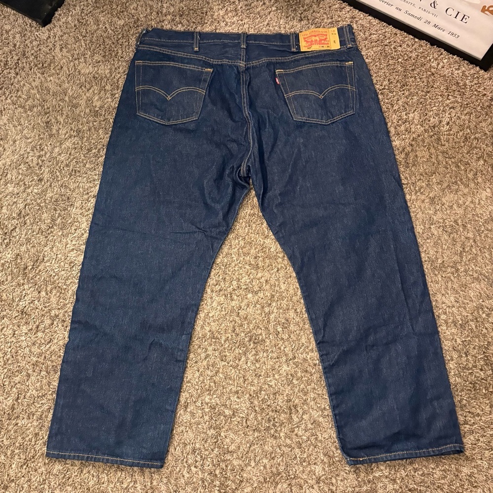 Levi’s 501 Dark Wash Jeans Men’s 46x30 Straight Leg Button Fly - Picture 5 of 5